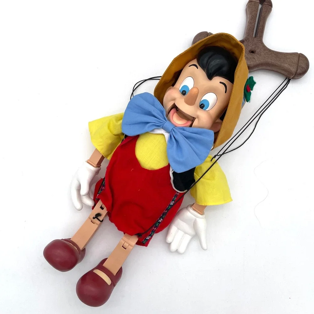 Disney Pinocchio Marionette Puppet Vintage Red Yellow Good Moving Mouth